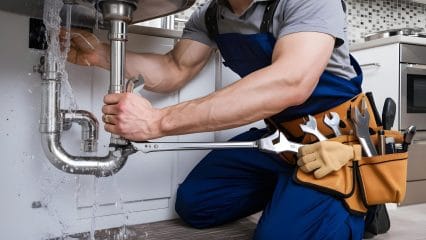 Technician using electronic equipment to detect a plumbing leak in Westminster